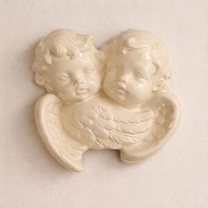 Vintage Cherub Angel Wall Pocket Ivory Ceramic Nursery Cottage Decor 4.5"